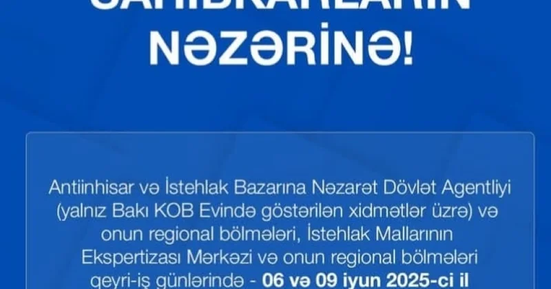 Antiinhisar və İstehlak Bazarına Nəzarət Dövlət Agentliyi sahibkarlara müraciət edib