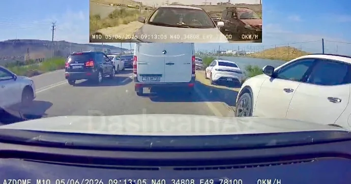 Xocasən Lökbatan yolunda xaos: Onlarla sürücü yol çiyninə çıxaraq hərəkəti pozdu VİDEO