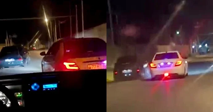 Hövsanda təhlükəli “şou”: “Mercedes”, “Khazar” və “VAZ” sürücüləri yolda yarışdı VİDEO