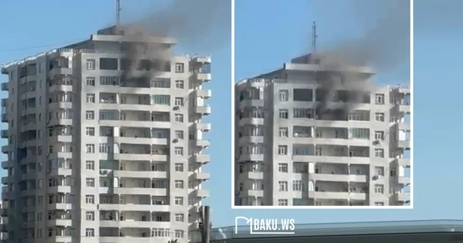 Bakıxanovda BİNA YANIR