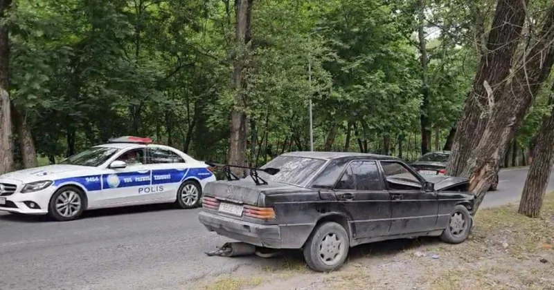 Şəkidə maşın ağaca çırpıldı Sürücü xəsarət aldı