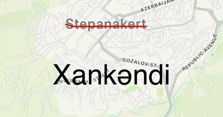 Apple maps də Xankəndi Stepanakert göstərilir