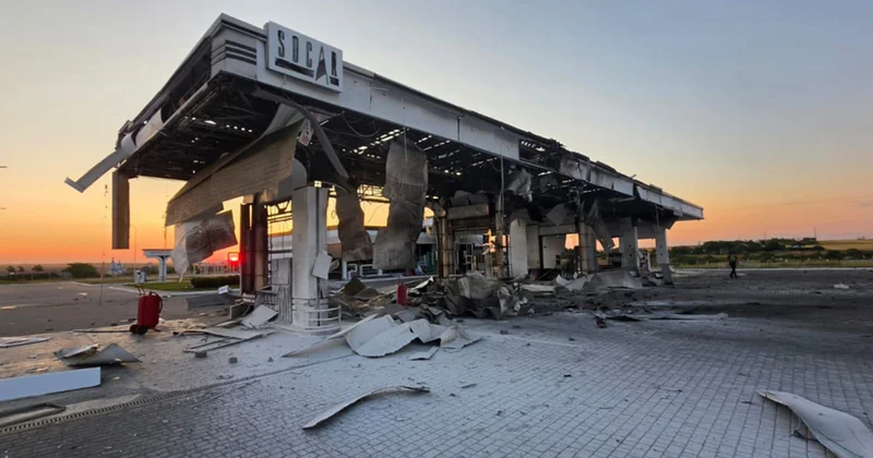 Ukraynada SOCAR ın yanacaqdoldurma məntəqəsi vuruldu, partlayış oldu Fotolar