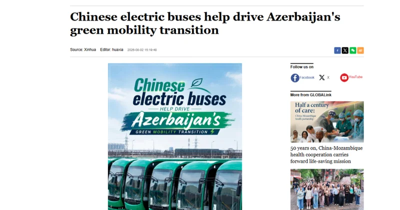 “Sinxua” agentliyi: Azərbaycanlı sürücülər Çinin elektrikli avtobuslarından məmnundurlar