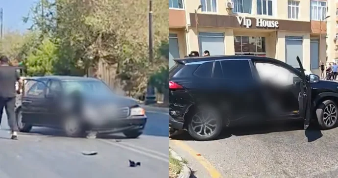 Lökbatanda qəza: “Mercedes” və “Toyota” toqquşdu VİDEO