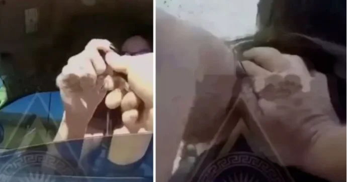 Qadın sürücü ona cərimə yazan polisə qələm atdı, görün necə saxlanıldı
