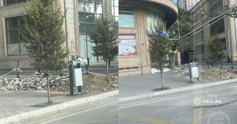 Xətai prospektində bitməyən QAZINTI İŞLƏRİ: Bir yandan tıxac, bir yandan toz