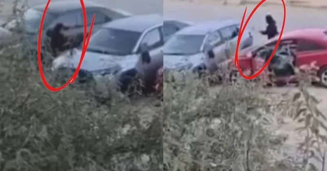 Bakıda qadın avtomobilə hücum edib, parçalamağa çalışdı ANBAAN VİDEO
