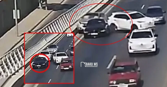 Nasaz avtomobil zəncirvari qəzaya səbəb oldu ANBAAN GÖRÜNTÜ