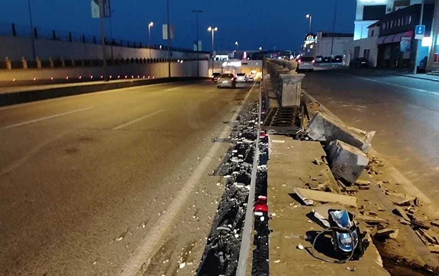 Prospektdə qəza oldu, tunel divarı dağıldı FOTO