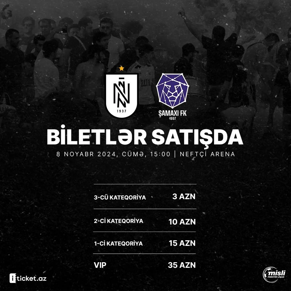 “Neftçi” “Şamaxı”: biletlər satışda