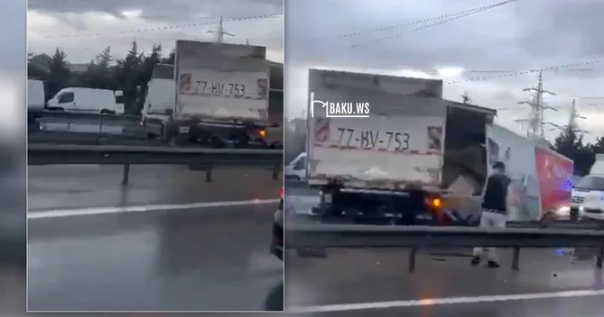 Bakı Sumqayıt yolunda yük maşını ilə minik avtomobili TOQQUŞDU