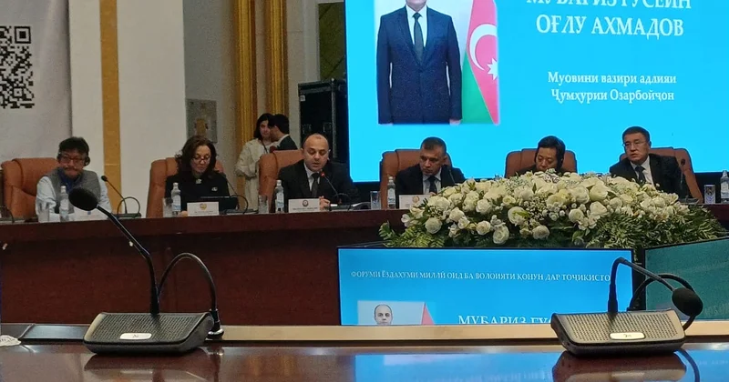 Ədliyyə nazirinin müavini Tacikistanda Hüququn Aliliyi üzrə Milli Forumda iştirak edib