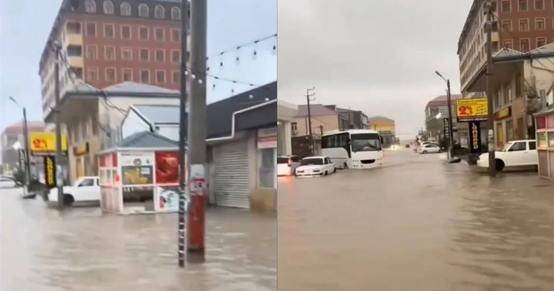 Masazırda küçələri su basdı VİDEO
