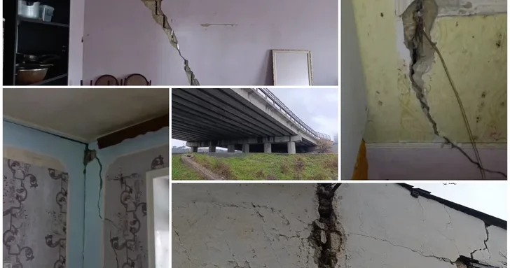 Дома трещат по швам: последствия эксплуатации моста на участке дороги Баку Губа госграница с РФ