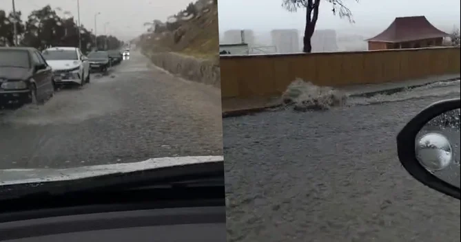 Badamdar yolunu su basdı