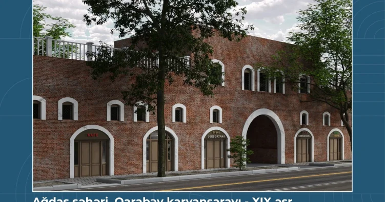 XIX əsrə aid Qarabəy karvansarayının fasadındakı reklamlar demontaj edilib FOTOLAR