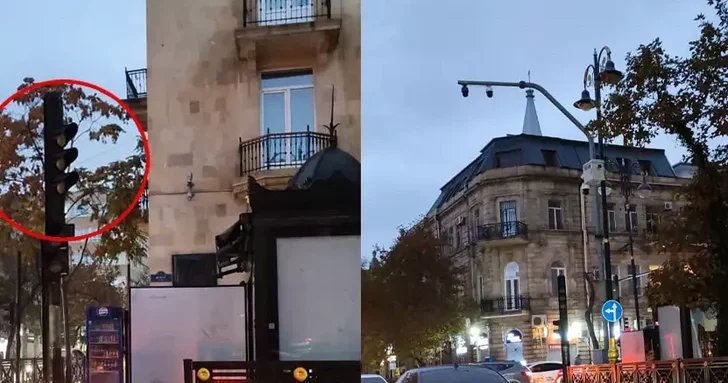 В некоторых районах Баку не работают светофоры и уличные фонари