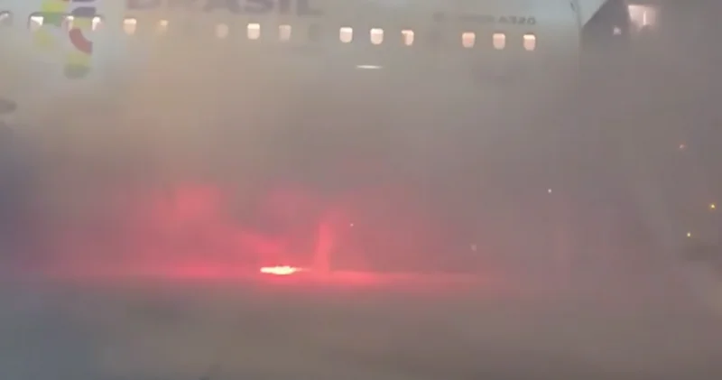 Braziliyada içində 180 sərnişin olan təyyarə alovlandı VİDEO