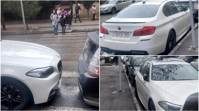 Bu məktəbin qarşısında piyada keçidi parkinqə çevrilib: Şagirdlər təhlükədədir FOTO