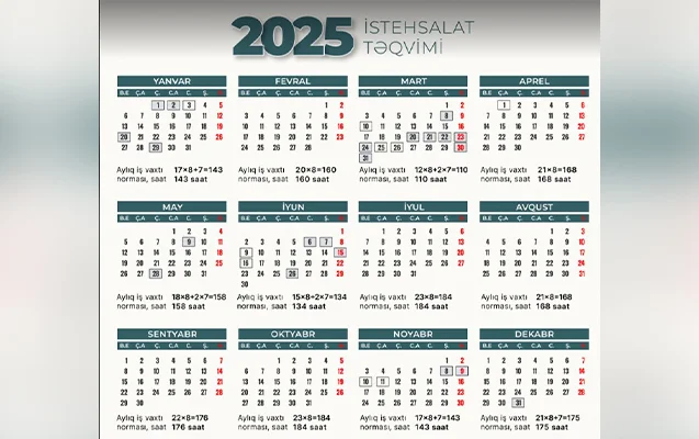 2025ci ilin qeyriiş günləri açıqlandı