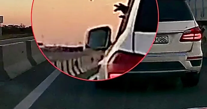 Sürücünün yola atdığı siqaret kötüyü arxadan gələn avtomobilin üzərinə düşdü VİDEO