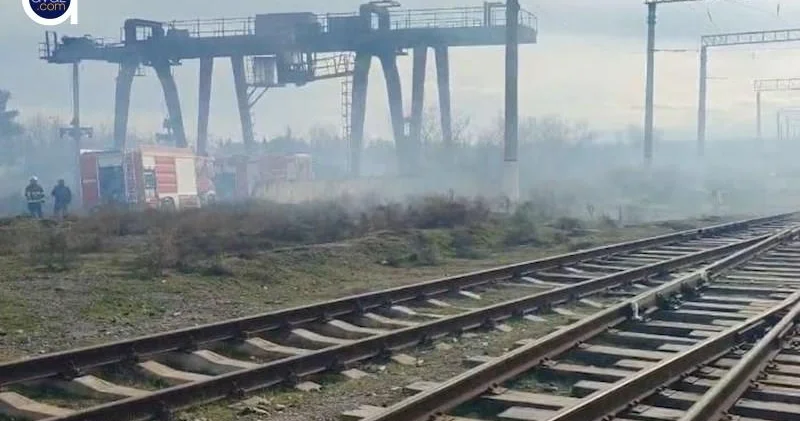Mingəçevirdə dəmir yolu stansiyasının yaxınlığında yanğın olub Video