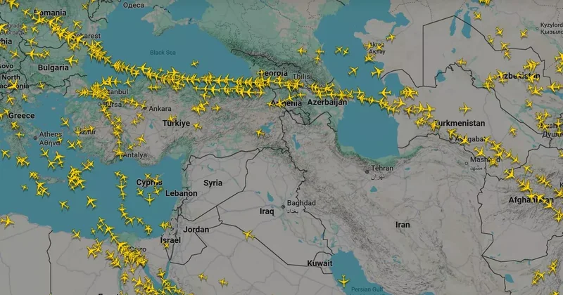 Flightradar24: Воздушный коридор через Азербайджан стал ключевым маршрутом, соединяющим Европу и Азию