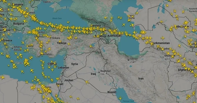 Flightradar24 : Azərbaycanın hava məkanı Avropa ilə Asiya arasında əsas marşruta çevrilib