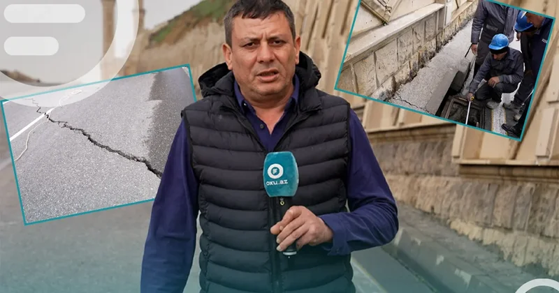 Sürüşmə təhlükəsi yaranan Bibiheybət yolunda SON VƏZİYYƏT VİDEO