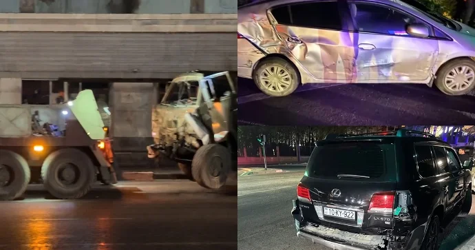 Bakıda bahalı qəza: Beş avtomobil bir birinə çırpıldı VİDEO