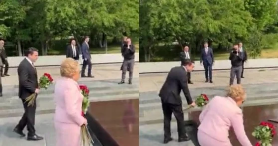 Matviyenko qondarma erməni soyqırımı abidəsinə baş əydi