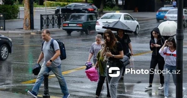 Дождливая погода прогнозируется по всей территории Азербайджана