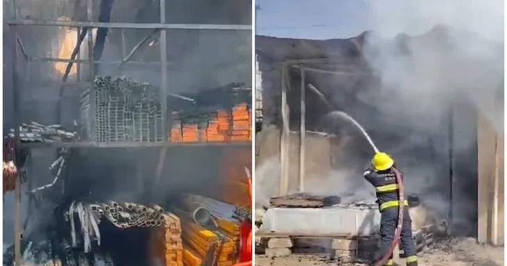 В бакинском поселке произошел пожар в магазине стройматериалов