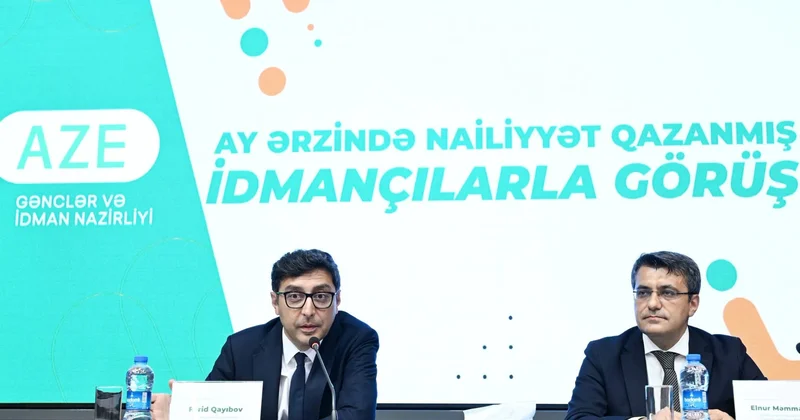 Fərid Qayıbov ölkəmizi beynəlxalq yarışlarda uğurla təmsil etmiş idmançılarla görüşüb FOTO