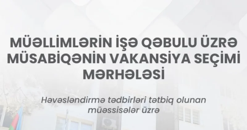 MİQ üzrə həvəsləndirmə tətbiq olunan məktəblərə vakansiya seçiminə start verilir
