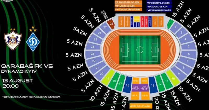 “Qarabağ” “Dinamo Kiyev” oyununun biletləri artıq satışdadır 5 manatdan başlayır