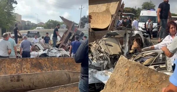 Bakıda yük maşını körpüdən belə aşdı Anbaan video