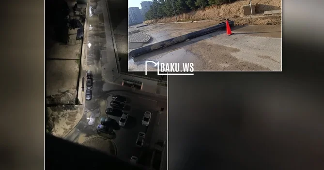 “Mida 2” yaşayış kompleksində su borusu partladı Ərazini su basdı
