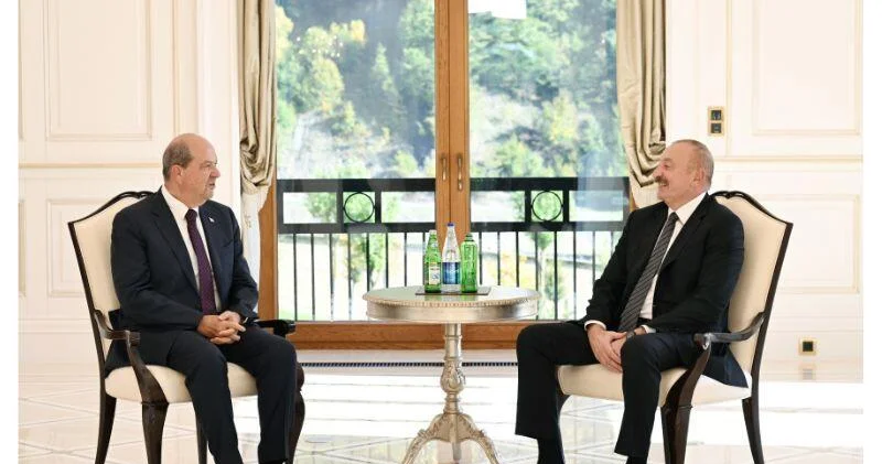 Prezident İlham Əliyev Qəbələdə Şimali Kipr Türk Cümhuriyyətinin Prezidenti ilə görüşüb FOTO