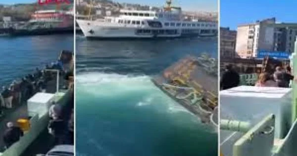 İstanbulda bərə estakadaya belə çırpıldı VİDEO