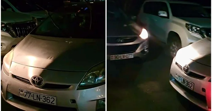 Bakıda “Prius” maşınların önünü kəsdi Qadın sürücü gözləməkdən əsəbiləşdi VİDEO