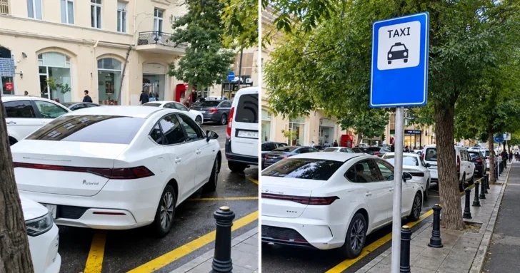 В Баку у метро Сахиль личные автомобили занимают места для такси жалоба водителей