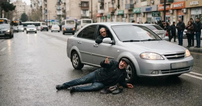 Özünü maşın altına ataraq sürücünü şərləməyə çalışan piyadanı NƏ GÖZLƏYİR?
