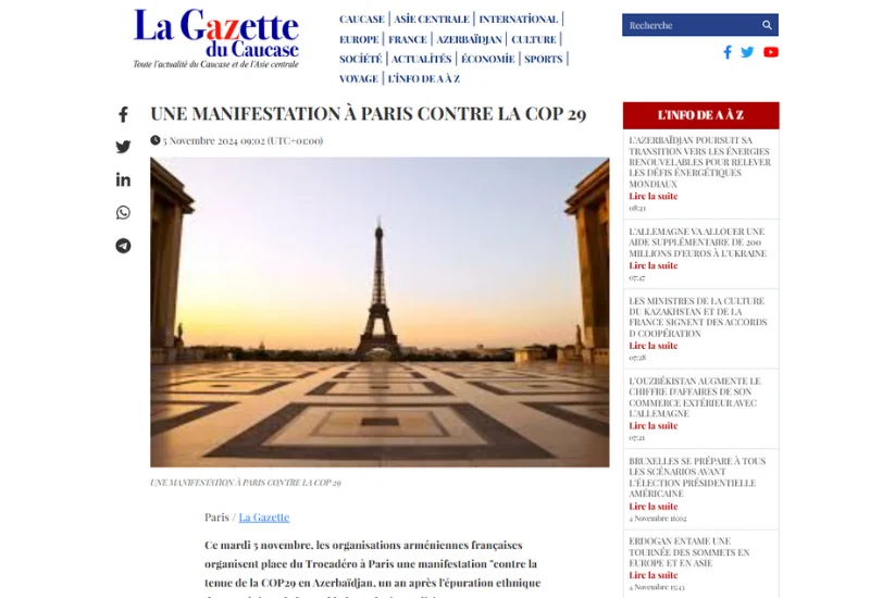 La Gazette du Caucase противостоит нападкам Франции и армянских группировок на Азербайджан