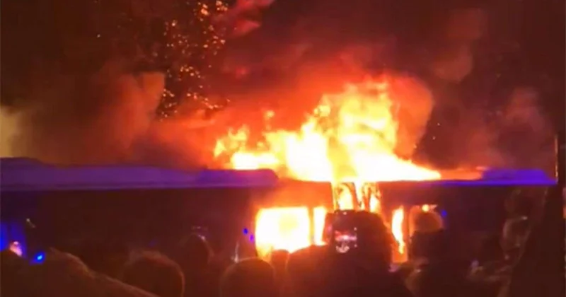 “Barselona” fanatların avtobusu yandı Bir nəfər saxlanıldı