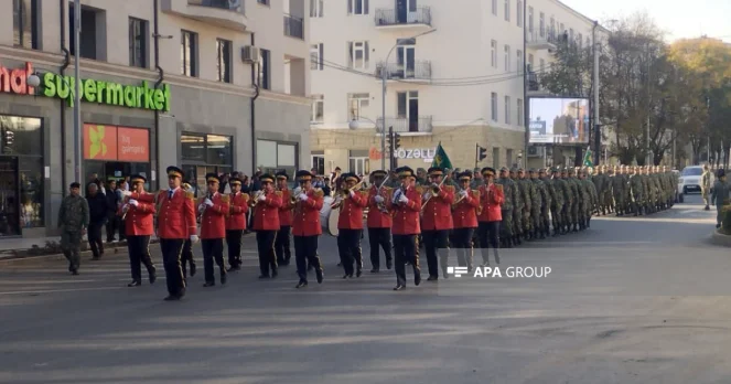 Xankəndidə hərbçilərin yürüşü keçirilib