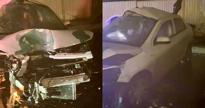 Peospektdə “Chevrolet” işıq dirəyinə çırpılaraq tanınmaz hala düşdü VİDEO