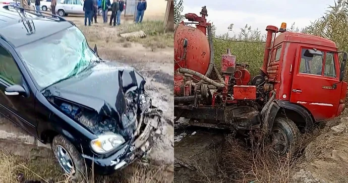“Mercedes” yük maşınına çırpıldı, sürücü xəstəxanalıq oldu VİDEO