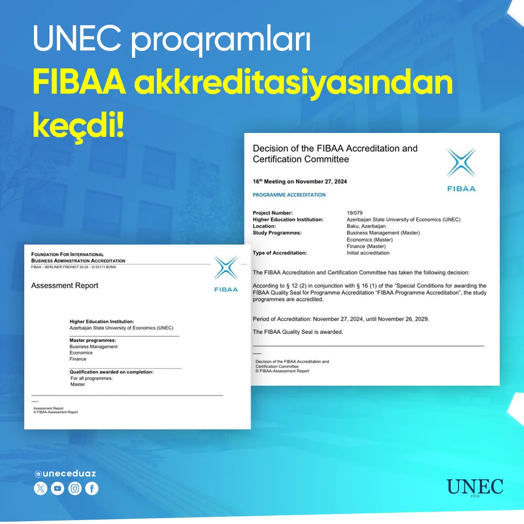 UNEC proqramları FIBAA akkreditasiyasından keçdi